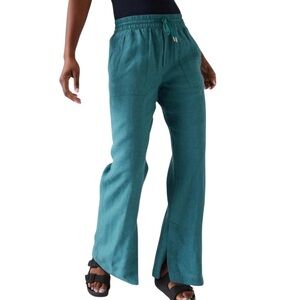 Athleta Retreat Linen Wide Leg Pant, Borealis Green, Size 8 (EUC)